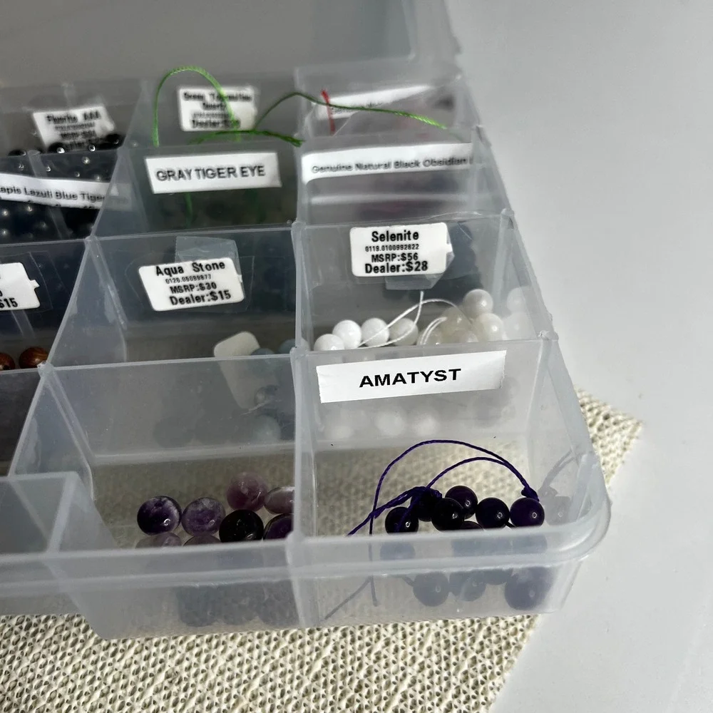 Gemstone Bead Lot Natural Stone Fluorite Quartz Obsidian Amethyst Jewelry Making